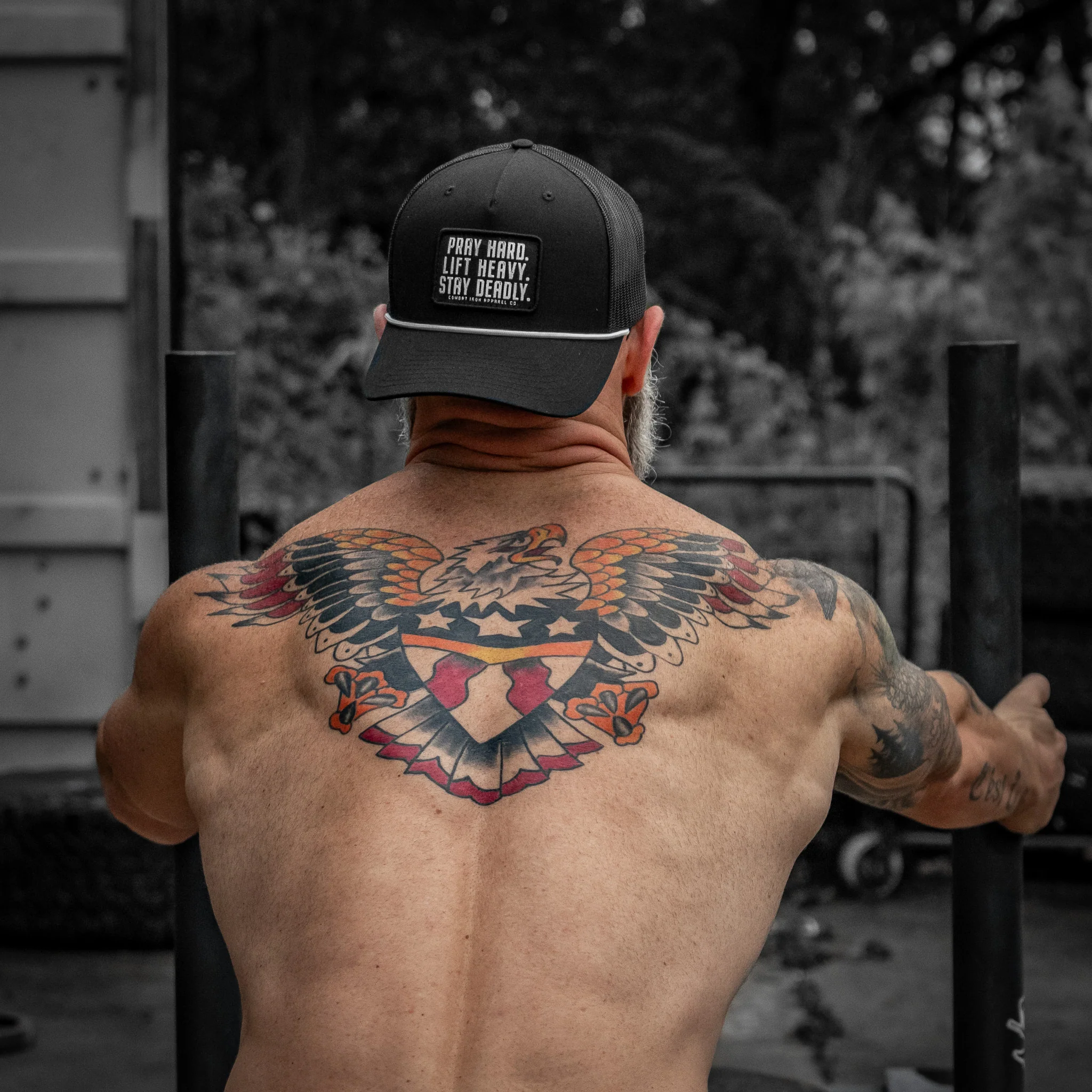Pray Hard. Lift Heavy. Stay Deadly. Patch Rope Snapback Hat - Image 7