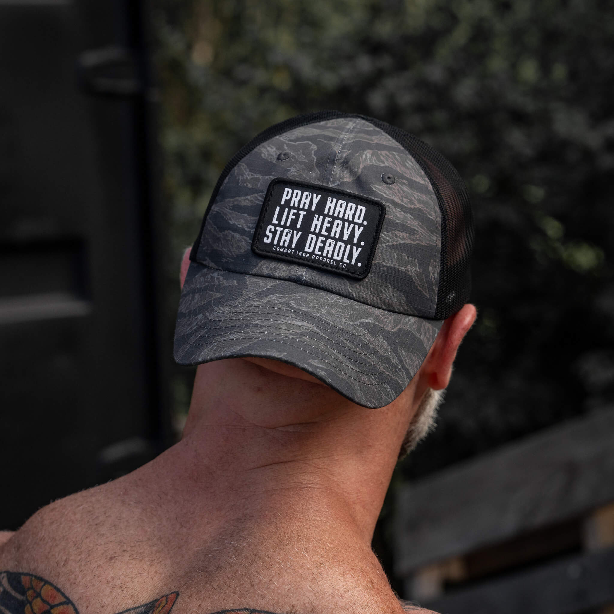 Pray Hard. Lift Heavy. Stay Deadly. Patch Tactical Ripstop Mesh Snapback Hat - Image 10