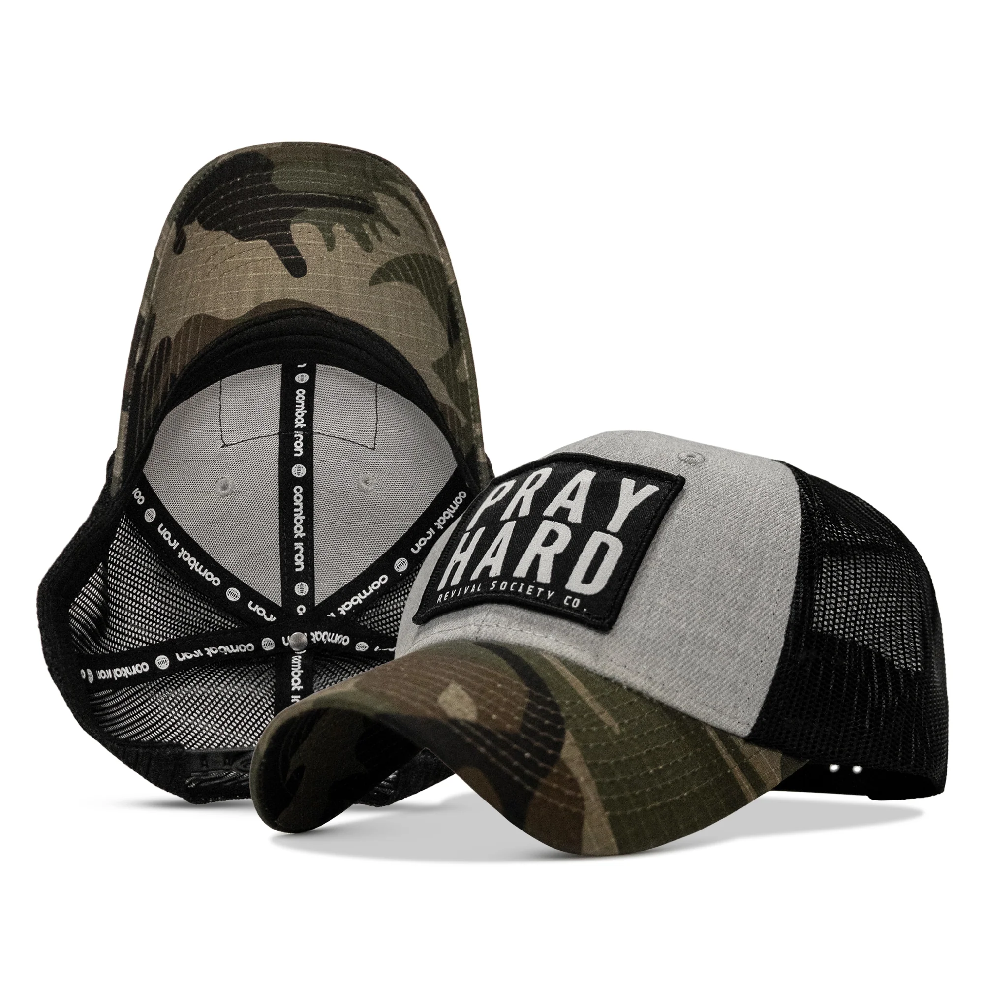 Pray Hard Patch Original Ripstop Snapback Hat - Image 4