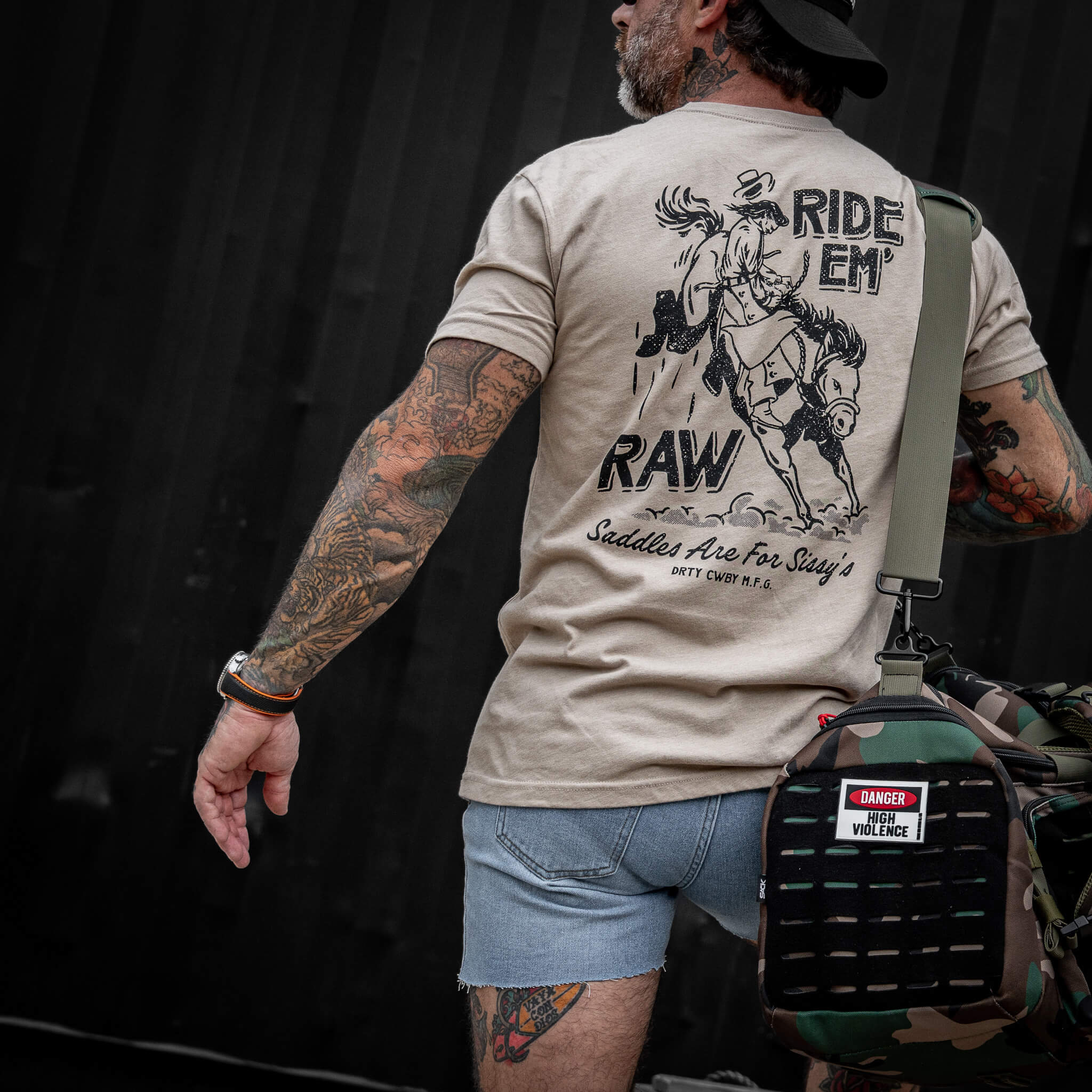 Ride 'Em Raw Saddles Are For Sissy's Men's T-Shirt - Image 14