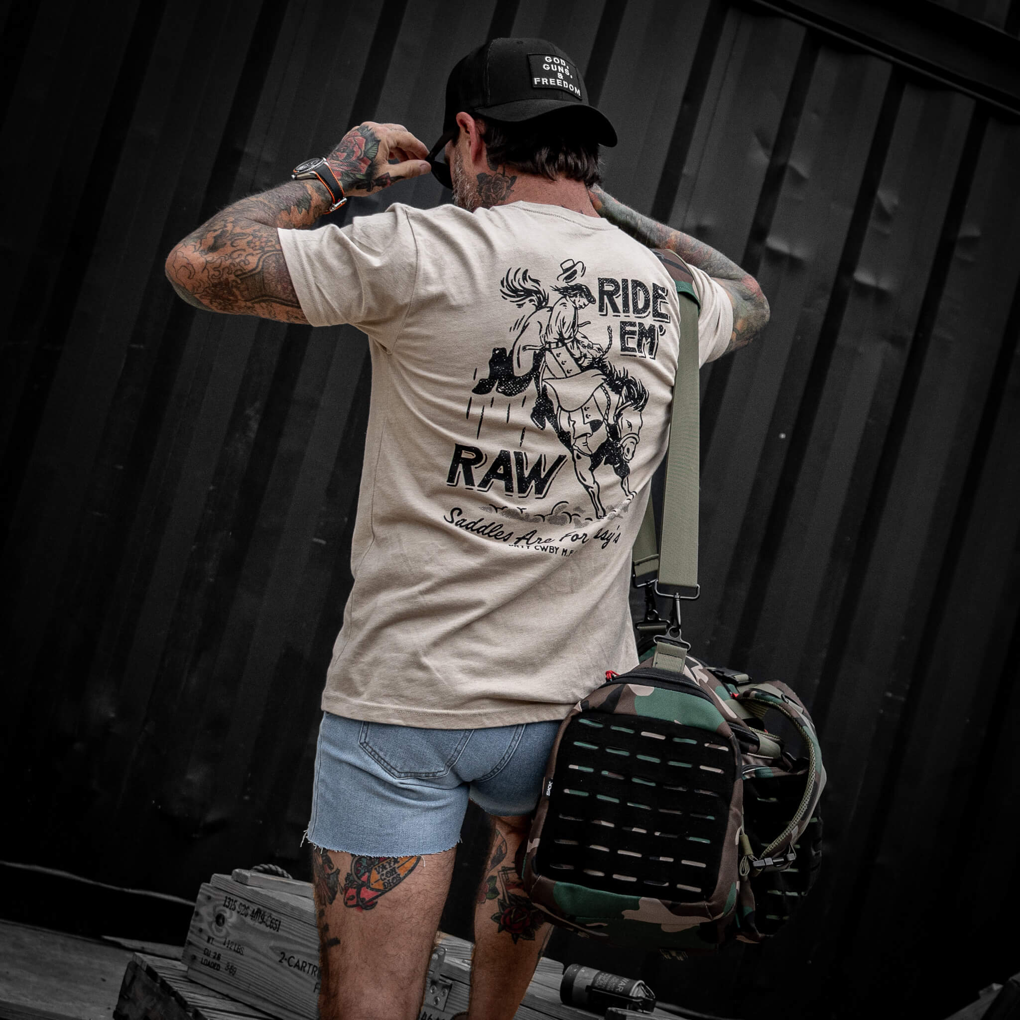 Ride 'Em Raw Saddles Are For Sissy's Men's T-Shirt - Image 19