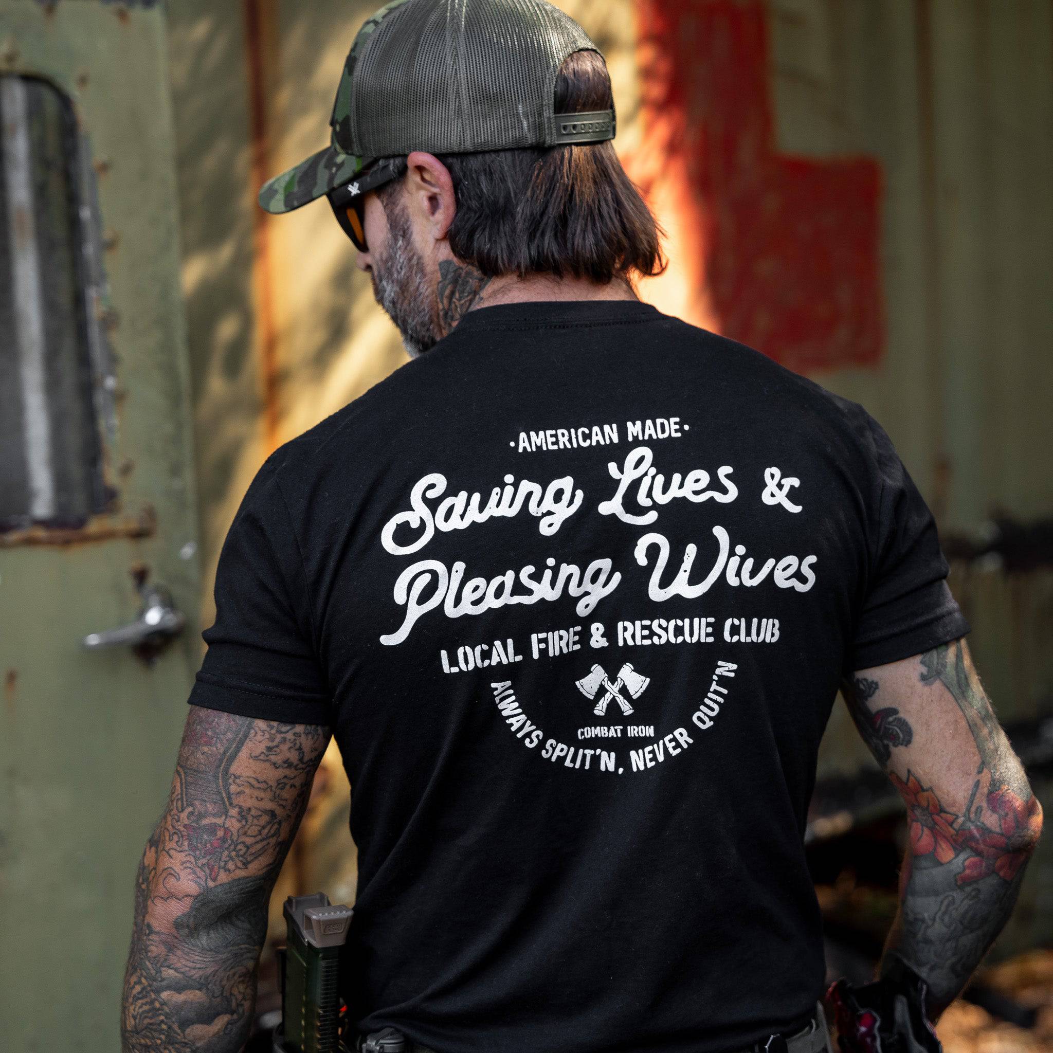 Saving Lives & Pleasing Wives Fire & Rescue Club Men's T-Shirt - Image 6