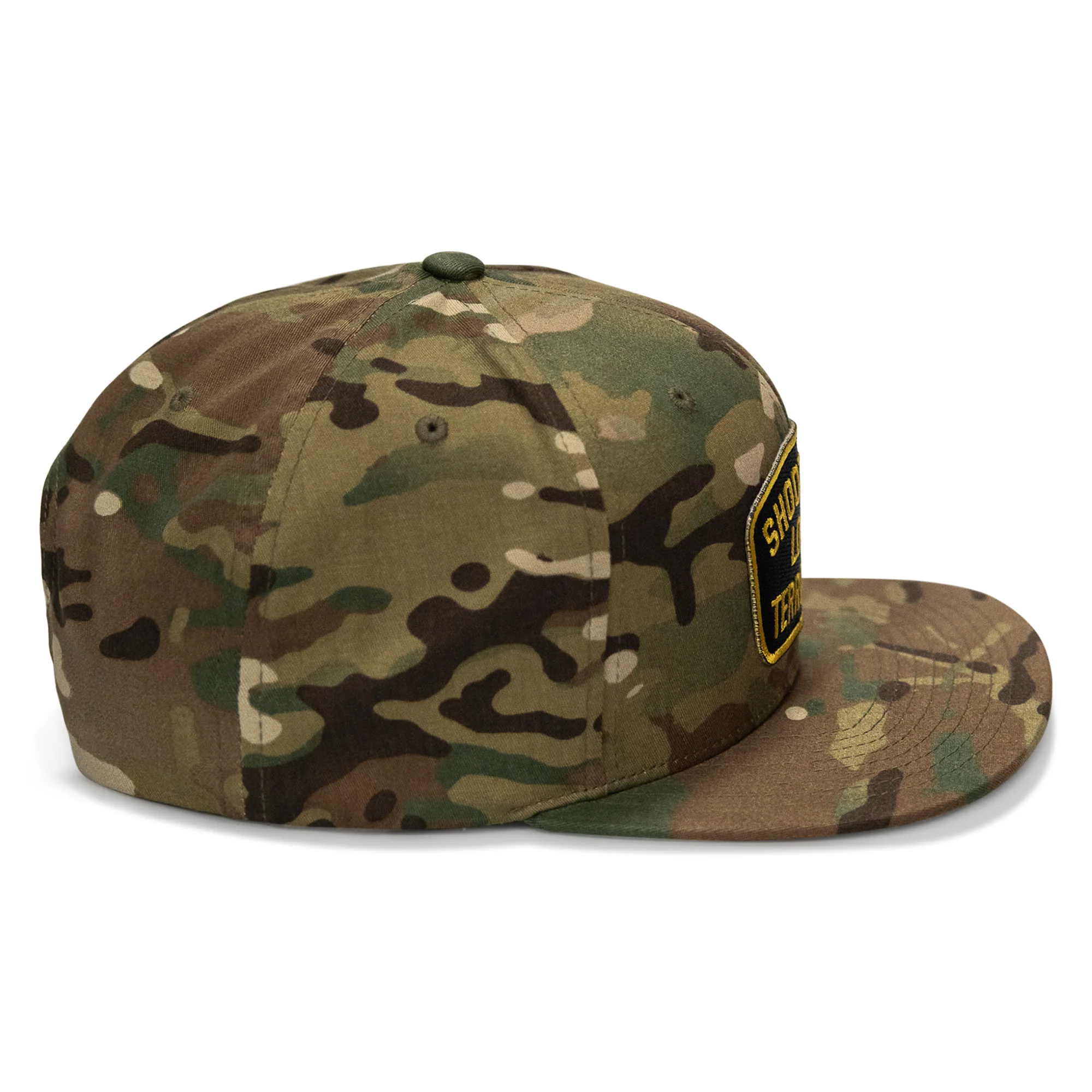 Shoot Your Local Terrorist Patch Flatbill Snapback Hat - Image 5