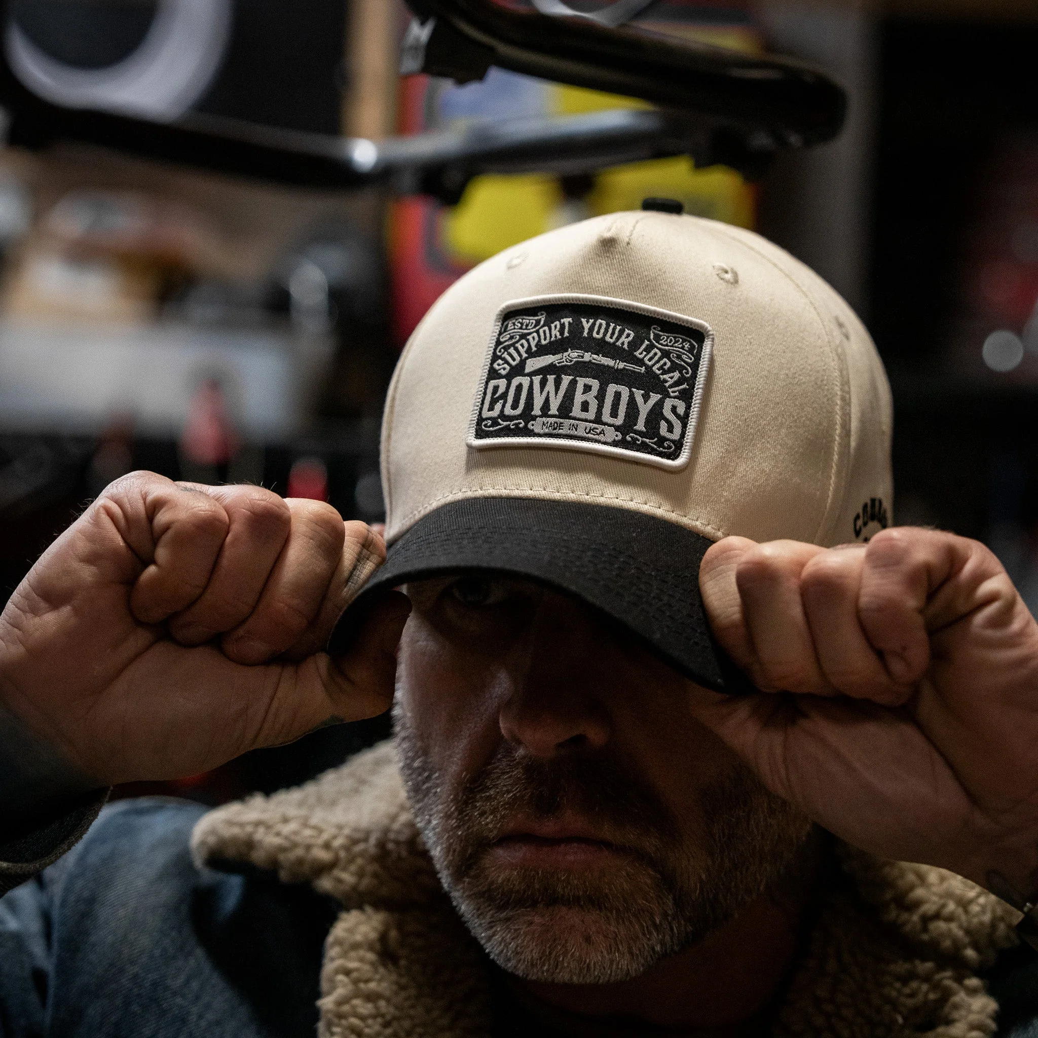 Support Your Local Cowboys Patch Workhorse Snapback Hat - Image 3