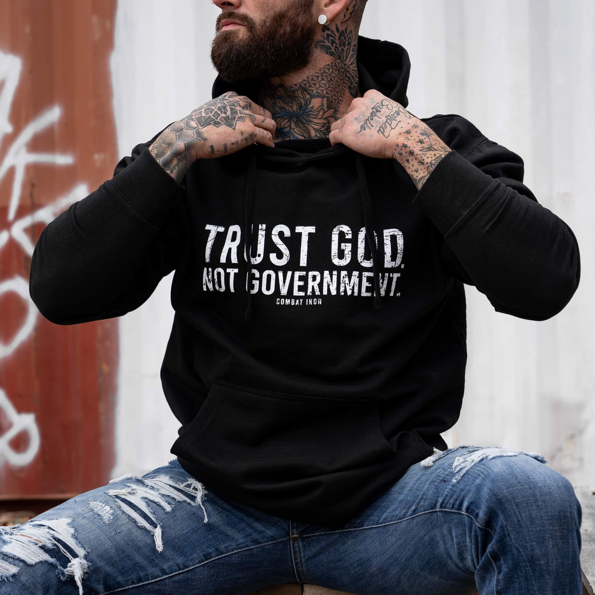 Trust God. Not Government. Men's Hoodie - Image 16