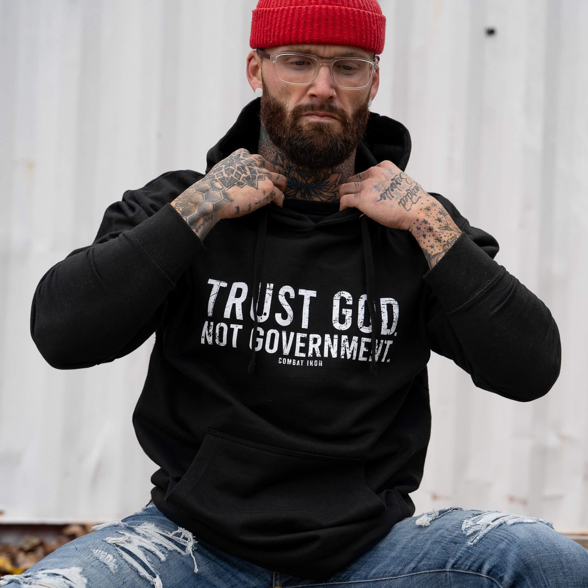 Trust God. Not Government. Men's Hoodie - Image 20