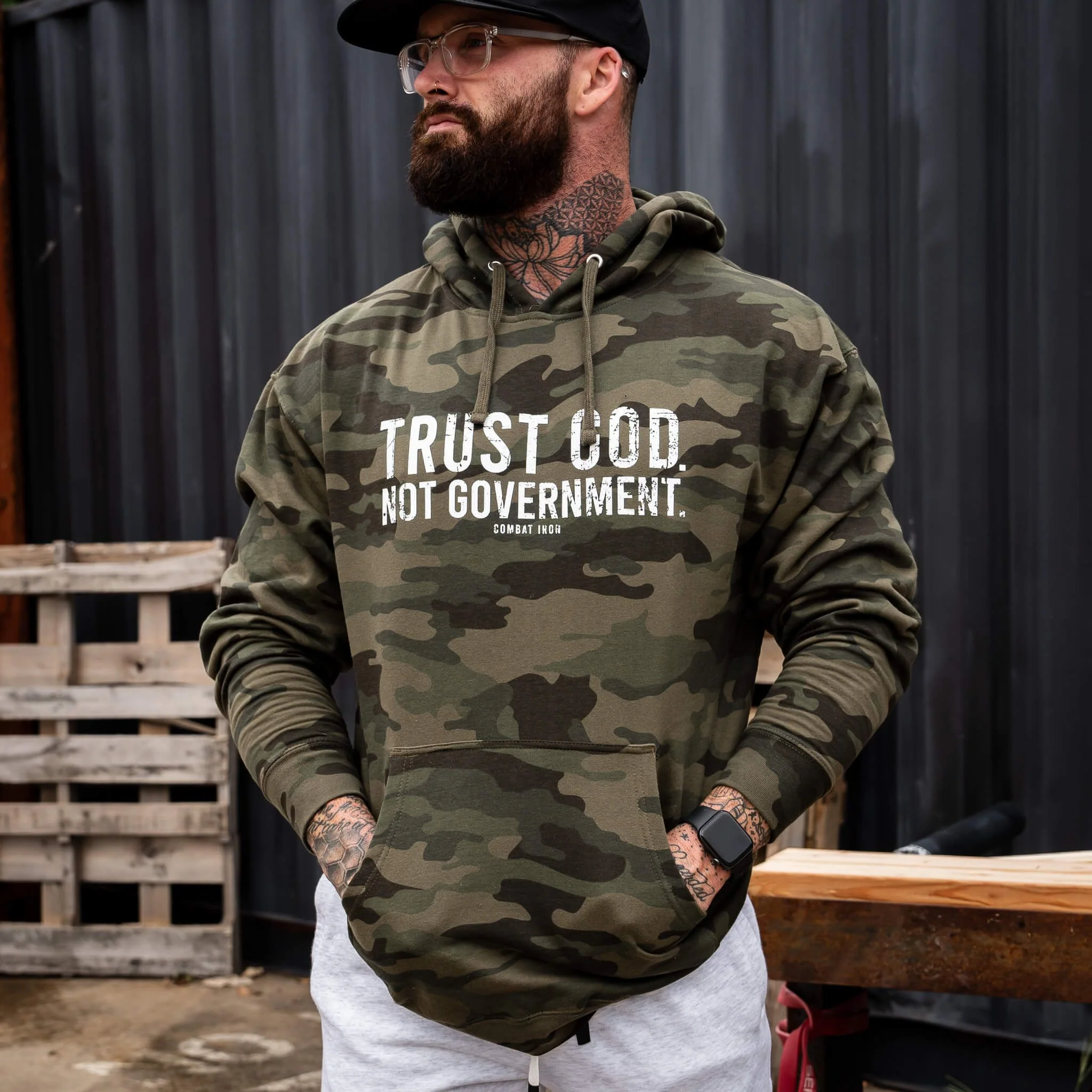 Trust God. Not Government. Men's Hoodie - Image 7