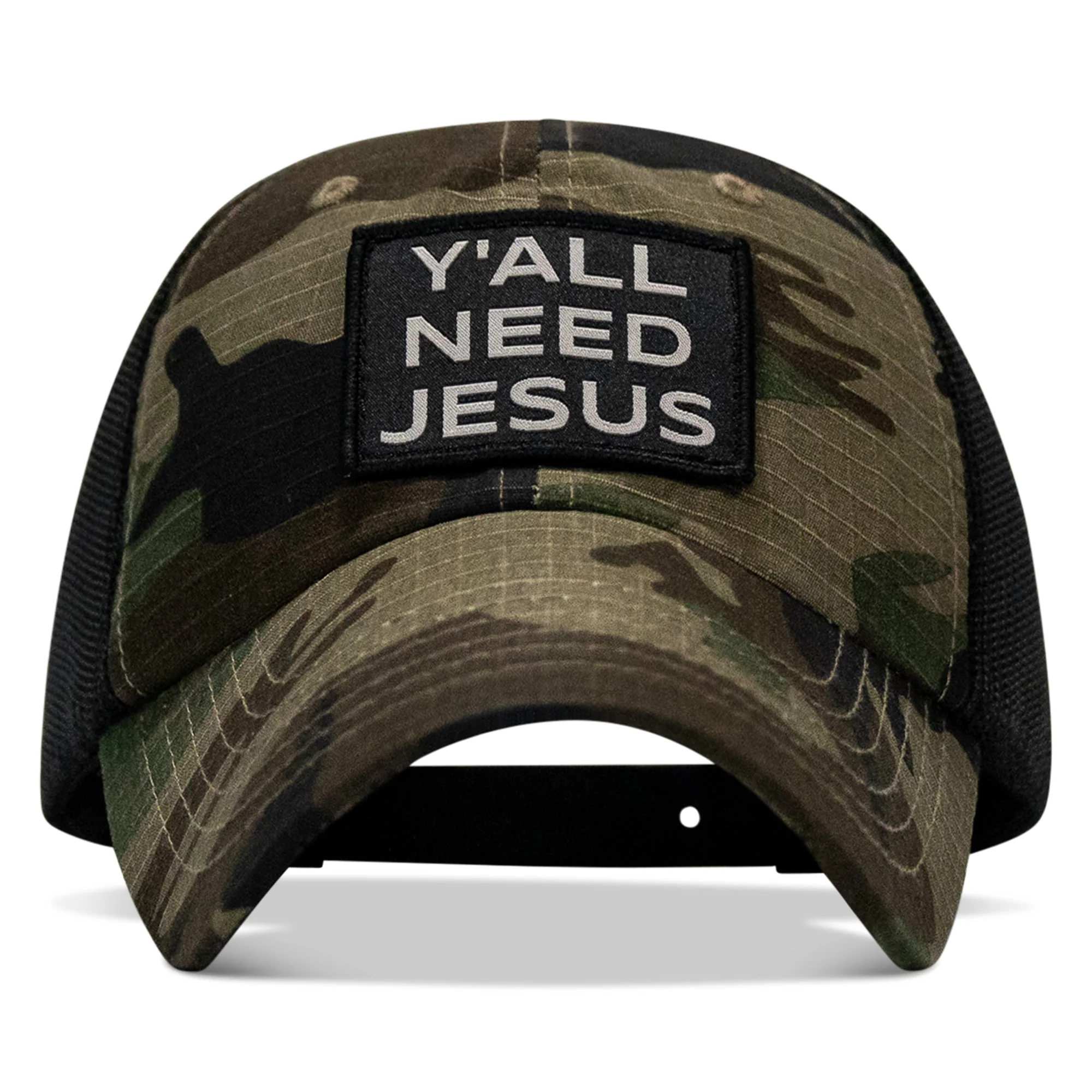 Y'all Need Jesus Patch Tactical Ripstop Mesh Snapback Hat - Image 12