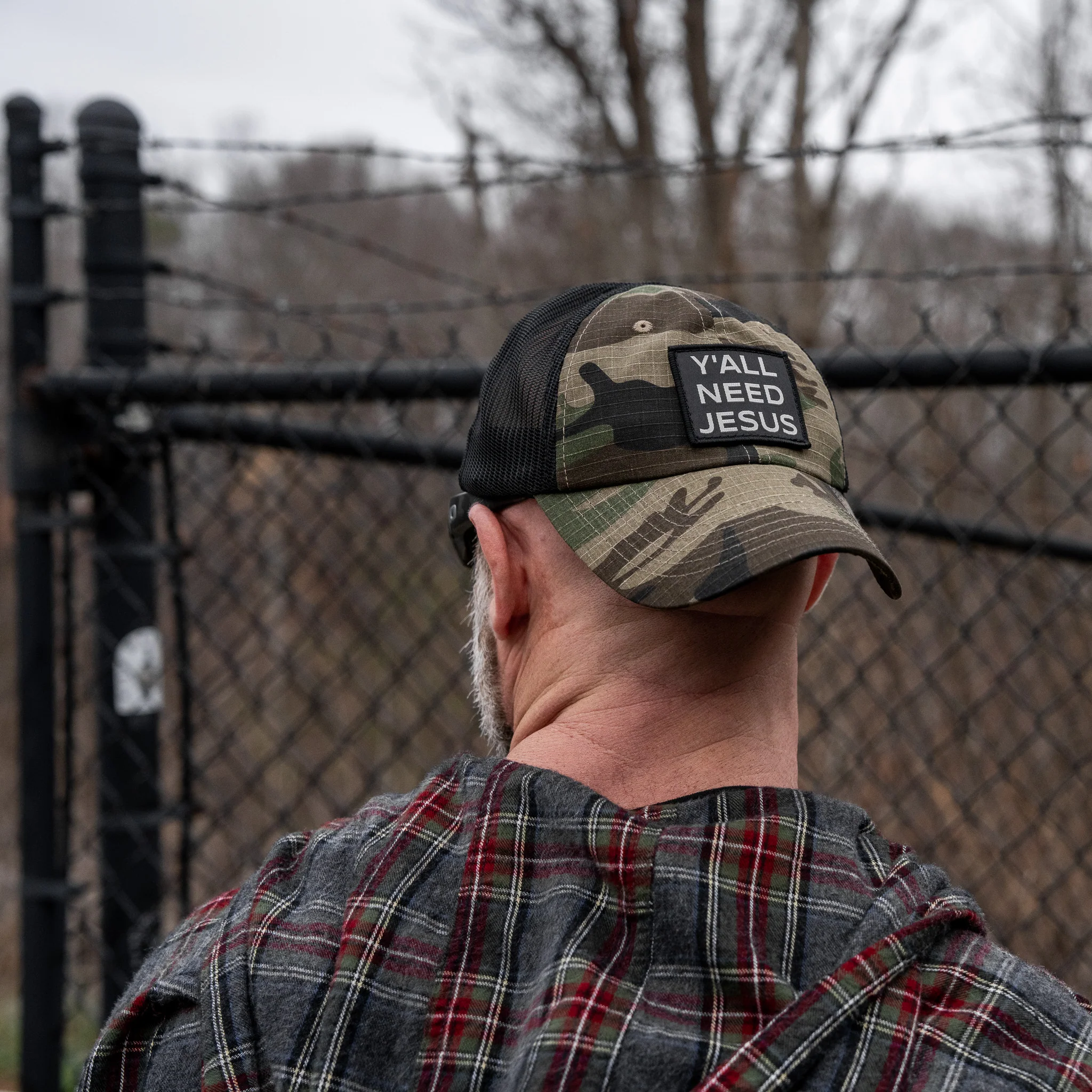 Y'all Need Jesus Patch Tactical Ripstop Mesh Snapback Hat - Image 18